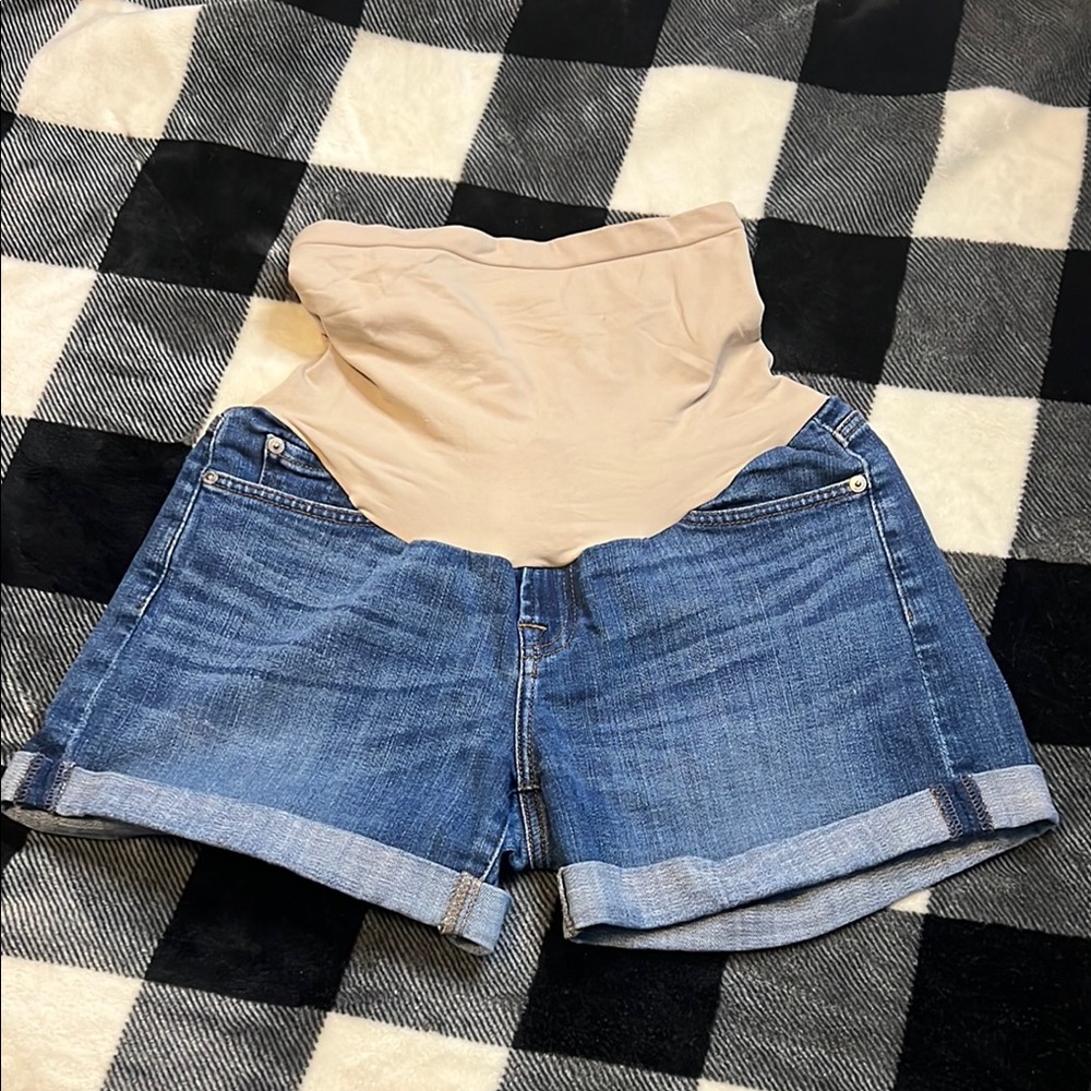 7 for All Mankind High-Waisted Denim Maternity Shorts size 28